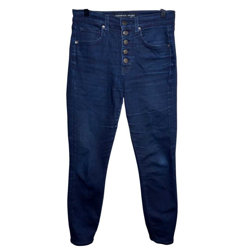 Veronica‎ Beard Debbie Blue High Rise Button Fly Ankle Skinny Jeans Womens 27/4